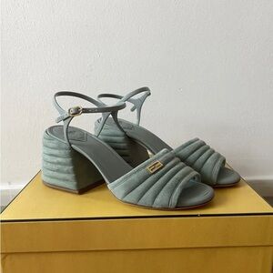 Rare Fendi Light Blue Suede And Jelly Promenade Sandals